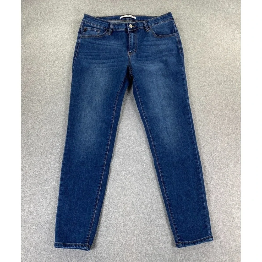 Kancan Ankle Skinny Mid Rise Womens Jeans 13/30 (Fits 32x29.5) Dark Wash Stretch